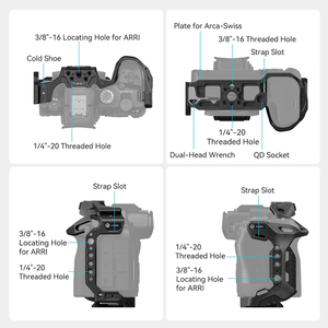 เค<span class=keywords><strong>ส</strong></span>กล้องอลูมิเนียมอัลลอยด์ SmallRig 4161 Black Mamba <span class=keywords><strong>ส</strong></span>ำหรับ EOS <span class=keywords><strong>R6</strong></span> Mark II พร้อมจุดยึดหลายจุดและที่จับ - Product Image 2