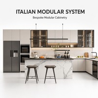 Ensemble d'armoires de cuisine modernes en bois dur, sur mesure, de luxe, en bois massif, complet, RTA, intelligent, petit, brillant, en MDF
