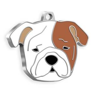 Medaglietta per cani Bulldog in smalto marrone, ciondolo per collare per cani - Product Image 1