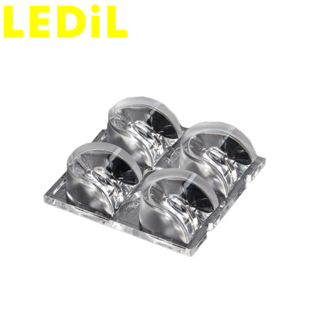 LEDils C16378_STRADA-2X2-FR Square PMMA Lens Clear 24x25 Asymmetrical Adhesive Tape Screw LED Lighting IP Rated >90%