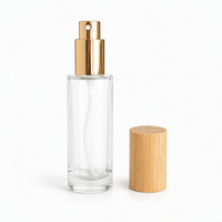 Botol Parfum Kaca Isi Ulang dengan Tutup Sekrup, Pompa Semprot Kabut Halus, dan Tutup Bambu Ramah Lingkungan, Logo Kustom Tersedia