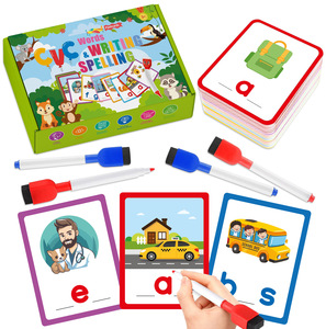 แฟลช<span class=keywords><strong>การ</strong></span>์ดมอนเตสซอรี่สำหรับการเรียนรู้เบื้องต้น ฝึกเขียนคำ/ตัวอักษร CVC สำหรับเด็ก ขายส่ง - Product Image 1
