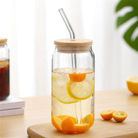 Verres à bière personnalisés avec logo, faible MOQ, 12oz 16oz, tasses en verre, gobelets, verres Mason Jar, avec couvercle en bambou et paille
