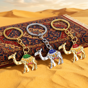 <span class=keywords><strong>Porte</strong></span>-clés Exotique Traditionnel Chameau <span class=keywords><strong>3D</strong></span> Émaillé Plaqué Or et Argent, Breloque de Sac Animal pour Souvenirs d'Arabie Saoudite - Product Image 3