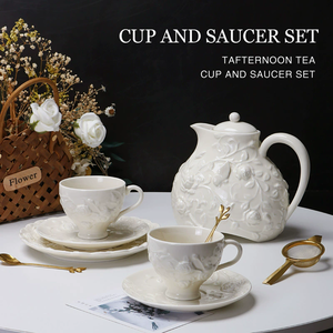 Wholesale European Retro Style Teacups Relief Sculpture Angel Ceramic Coffee <b>Tea</b> Pot <b>Cup</b> Set - Product Image 4