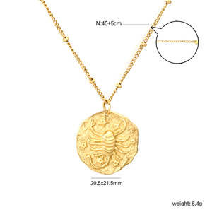 Collar con colgante de doce constelaciones para mujer, cadena de cuentas redondas irregulares de aleación de zinc, regalo de joyería, diseño sencillo a la moda - Product Image 4