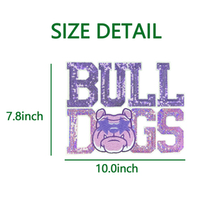 Insignias de ropa de lentejuelas de Bulldog personalizadas al por mayor, parches de lentejuelas de Let's Go Chiefs para sudaderas con capucha - Product Image 3