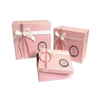 Boîte cadeau carrée à nœud pour la Saint-Valentin, lot de 3, boîte d'emballage cadeau, boîte à fleurs
