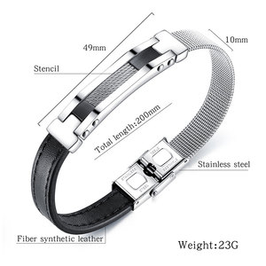 Conception personnalisée de bonne qualité bijoux fins fil d'acier inoxydable maille <span class=keywords><strong>Bracelet</strong></span> en <span class=keywords><strong>cuir</strong></span> pour hommes - Product Image 2