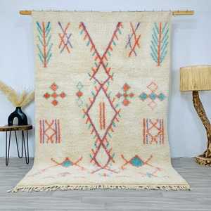 Tapis en laine fait main marocain de qualité supérieure doux luxe Style moderne abstrait personnalisable pour la maison hôtel utilisation coton tissé - Product Image 5