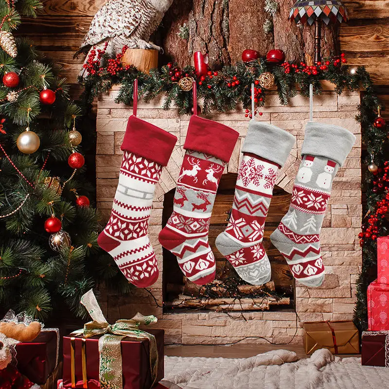 Grand cintre de bas de Noël personnalisé de Noël bas de Noël tricoté par sublimation décorations de Noël pour la maison