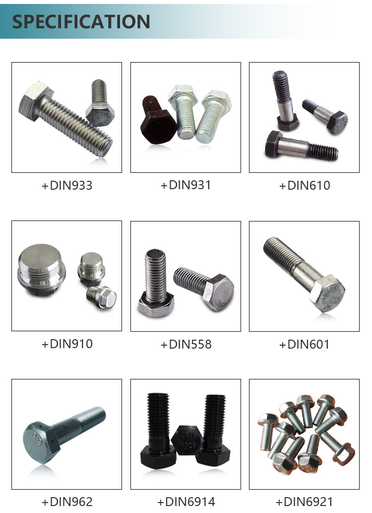 Stainless Steel M27 Hex Head Bolt Fastener DIN931 All Style Of Screw 16MM M40 High Strength Bolt