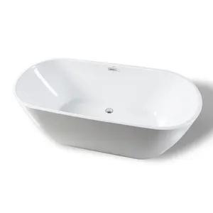 קלאסי 45 אינץ cUPC ספוגה עמוק סגלגל אמבטיה לבד מוצק משטח מרכז ניקוז מבריק לבן למבוגרים אקריליק בודד אמבטיה אמבטיה
