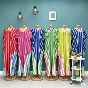 Robe longue décontractée grande taille <span class=keywords><strong>pour</strong></span> <span class=keywords><strong>femme</strong></span>, style créateur, imprimé rayé, collection été 2026, Abaya islamique, vêtement musulman africain - Product Image 6