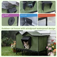 Ecologisch verantwoorde, waterdichte, geïsoleerde kattenhuisje, verhoogde dierenhut, winddicht, koudebestendig, vochtbestendig, beschutting voor zwerfkatten