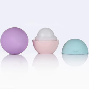 ロゴカスタマイズされたピュアカラーラウンドリップクリームボールパチングボール型リップバームコンテナ - Product Image 1