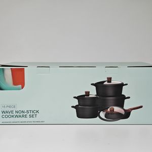 Ensemble de 15 casseroles et poêles Ensembles d'ustensiles de cuisine antiadhésifs Batterie de cuisine à induction avec tampons de casserole et tourneur en silicone - Product Image 6