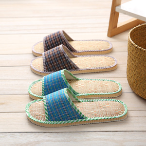 Bosirui Primavera Verano Zapatillas de casa de interior <span class=keywords><strong>sandalias</strong></span> de estera de paja parte inferior de espuma suave para hombres mujeres Lino silencioso para zapatillas para Hotel - Product Image 2