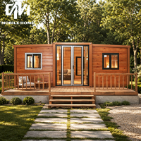 Maison mobile préfabriquée moderne en bois grainé de 20 pieds ou 40 pieds, prête à l'emploi, avec cuisine et salle de bain, maison conteneur extensible
