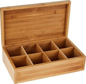 Organisateur de <span class=keywords><strong>rangement</strong></span> rectangulaire en bambou à 8 sections pour thé, maquillage et bijoux, avec 8 compartiments, design moderne pour outils - Product Image 1