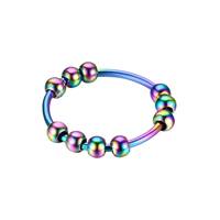 Anillo Giratorio de Acero Inoxidable con Cuentas para Aliviar el Estrés, en Acabado Dorado, Plateado y Arcoíris, para Aliviar la Ansiedad o como Joyería de Mindfulness