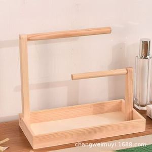 Wooden Jewelry Rack Double Layer Solid Wood Bracelet Necklace Display <b>Stand</b> Storage Organizer Natural Color - Product Image 4