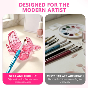 Support de rangement portable en acrylique transparent en forme de barre, à 5 compartiments, multicolore, pour pinceaux et stylos de <span class=keywords><strong>nail</strong></span> <span class=keywords><strong>art</strong></span> en forme de main - Product Image 4