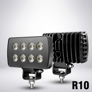 Projecteur de travail LED carré 38W anti-poussière robuste R10 à faisceau large blanc IP68 pour excavatrices, bulldozers, camions de construction 12V 24V - Product Image 1