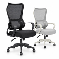 Chaise de bureau ergonomique moderne à dossier haut en maille, réglable en hauteur, pivotante, avec accoudoirs fixes, pour la maison, le bureau, l'école, le poste de travail commercial