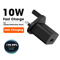 Chargeur USB 5v 2.1a 10W avec prise UK 3 broches, 5 volts 2 ampères, certifié UKCA CB CE