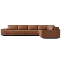 Neu Eingetroffenes Modernes Sofa mit Breiten Armlehnen Handgefertigtes Ecksofa Weiches Komfortables Leder Holzrahmen Innenmöbel Wohnzimmer