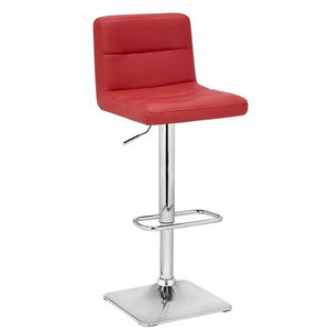 Taburete de Bar Minimalista de Estilo Nórdico con Respaldo de Estilo <span class=keywords><strong>Italiano</strong></span>, Taburete de Bar Giratorio de Cuero con Patas Altas - Product Image 2
