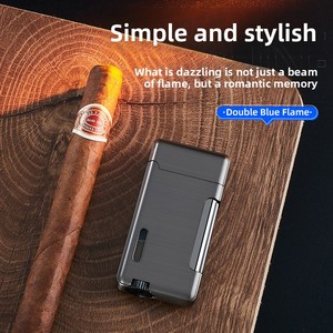 Encendedor Creativo <span class=keywords><strong>de</strong></span> Doble Llama, Resistente al Viento, Llama Azul, Recargable con Butano, Diseño Moderno, Popular en <span class=keywords><strong>TikTok</strong></span>, Gran Venta - Product Image 4