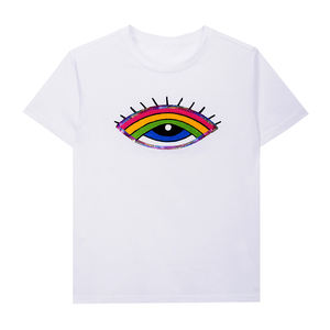 <span class=keywords><strong>T</strong></span>-<span class=keywords><strong>Shirt</strong></span> da <span class=keywords><strong>Donna</strong></span> Personalizzata di <span class=keywords><strong>Alta</strong></span> <span class=keywords><strong>Qualità</strong></span>, 100% <span class=keywords><strong>Cotone</strong></span>, con Ricamo di Paillettes a Forma di Occhio, Motivo Floreale, Collo Tondo, Vestibilità Comoda - Product Image 2