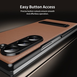 Étuis de téléphone portable en cuir PU avec électroplaqué avancé pour Samsung Z Fold 8 3 4 5 6 7 avec support à bande, coque rigide antichoc - Product Image 6