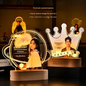 {Diy} Navigator Bunny Creative Luminous Eco-friendly Trofeo Grabado personalizado para empleados sobresalientes Retrato de luz nocturna - Product Image 2