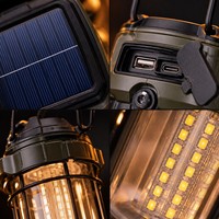 Lanterne de camping pliable rechargeable à énergie solaire et lampe frontale avec fonction de charge USB