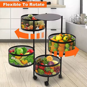 Chariots utilitaires à 5 niveaux en gros d'usine, chariot <span class=keywords><strong>de</strong></span> rangement <span class=keywords><strong>de</strong></span> cuisine rotatif à roulettes, organisateur métallique pour garde-manger, pour la maison et la restauration - Product Image 3