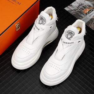 Nuovo arrivo <span class=keywords><strong>Sneakers</strong></span> Casual alte da <span class=keywords><strong>uomo</strong></span> Trendy con cuscino d'aria scarpe da basket con <span class=keywords><strong>tacco</strong></span> nascosto traspirante in Mesh bianco - Product Image 3