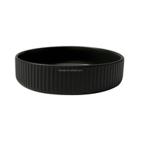 Ensemble de vaisselle personnalisable avec logo, assiettes rondes, vaisselle en céramique, impression par tampographie, assiettes et bols en grès NOIR