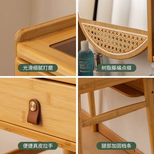 Bamboo <b>Dressing</b> <b>Table</b> With Mirror Storage Shelf Bedroom Makeup Vanity Set Adult Elderly Use - Product Image 4