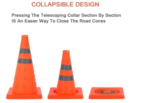 Cône de signalisation réfléchissant pliable et empilable pour la sécurité routière, idéal pour les travaux routiers, les parkings et l'entraînement à la conduite - Product Image 2
