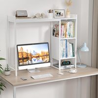 Support de moniteur pour bureau et université, blanc, avec étagère de rangement latérale pour bureau, table, dortoir et bureau de travail