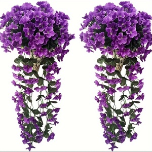 Fiori finti pianta per esterno OutdoorHome decorazioni primavera estate decorazioni per la casa appesa seta artificiale fiori di edera viola - Product Image 6