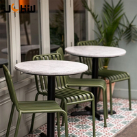 Vente Directe Usine Ensemble Table et Chaises de Café Vert Olive en Fer, Chaises de Salle à Manger de Terrasse, Mobilier de Jardin