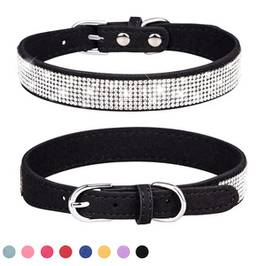 Hermoso collar ostentoso Collar de perro Pequeño y mediano tachonado Pu Cuero Mascota Diamantes de imitación Collar de perro - Product Image 2