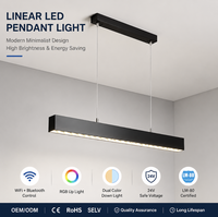 Luz LED Inteligente Regulable de Aluminio RGB con Sincronización Musical y Control por APP para Sala de Juegos, Decoración del Hogar, Lámpara Colgante Lineal RGBW Moderna