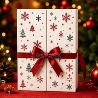Calendrier de l'Avent de Luxe Personnalisé Écologique 24 Jours à Double Porte avec Tiroirs et Fermeture Magnétique, Boîte Rigide de Noël pour Crème Visage