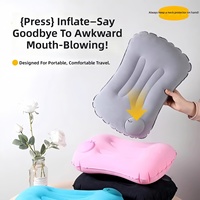 Oreiller de voyage auto-gonflant à pression, support de nuque autogonflant, coussin de sommeil portable pour avion et voiture