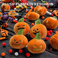 Porte-clés lumineux en peluche citrouille d'horreur, motif cercle, style simple, en polyester réutilisable, imprimé en typographie, pour Halloween et les fêtes